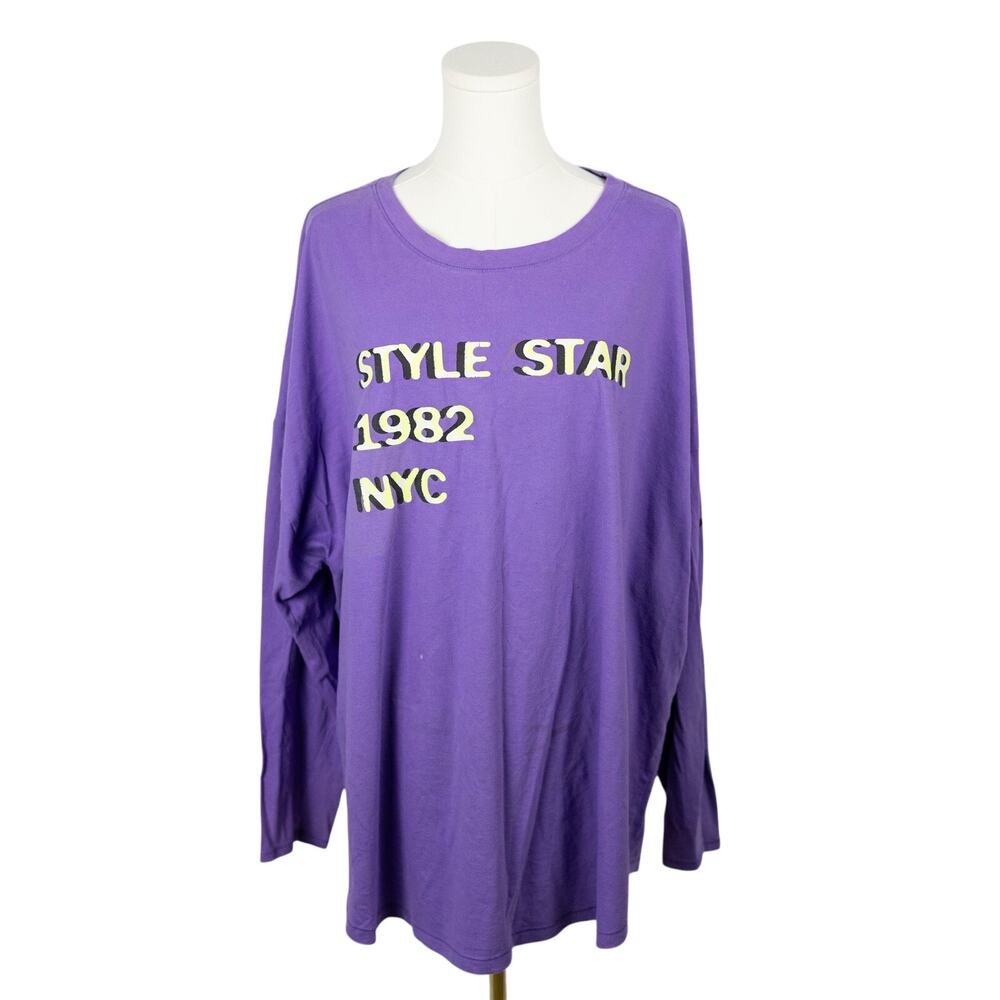 Flirtitude Active 3X Women's Long Sleeve T-Shirt Purple Graphic
